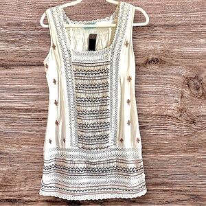 Letarte White Crochet Embroidered Casual Boho Dress Size Small New With Tags